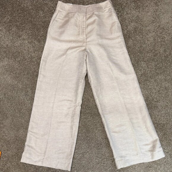 Calvin Klein Whitney Linen Wide Leg Pants Womens 12 Beige Cottage Core Coastal - Picture 6 of 16
